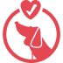 pets hotel circular symbol with a dog and a verification sign inside a heart 1